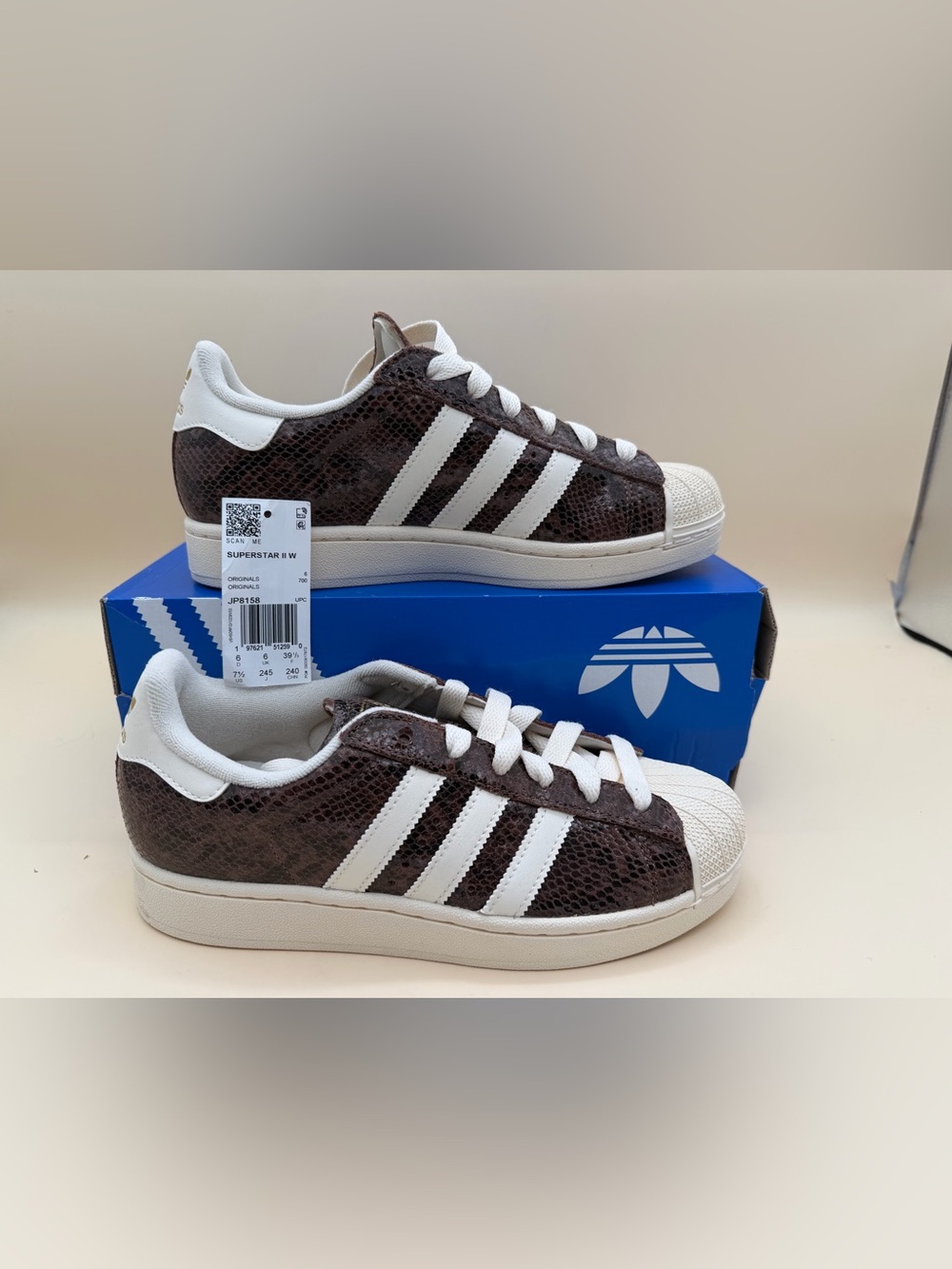 NWT adidas Superstar II W JP8158 Women’s 7.5 Snakeskin Box No lid